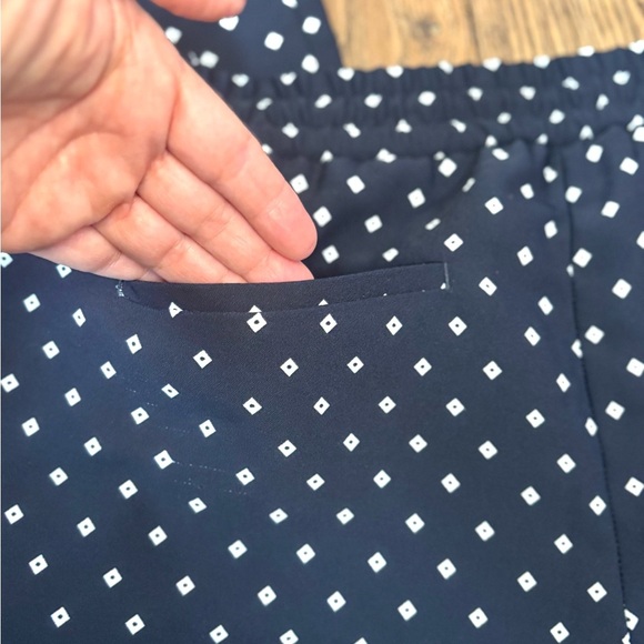 Ann Taylor LOFT Wide Leg Ankle Pants Navy Nautical Preppy Pull On - Picture 5 of 7